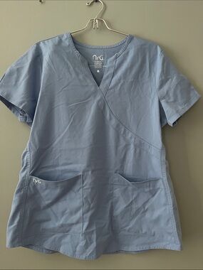 Barco Uniforms Light Blue V-Neck Crossover Scrub Top
